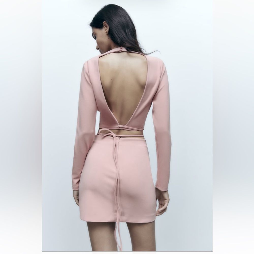 ZARA PALE PINK CROP TOP & SKIRT (sold as a set) LARGE 3067/132/030/18 - Picture 7 of 15